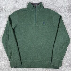 Polo Ralph Lauren Pullover Men's XS Green Mock Neck Long Sleeve 1/4 Zip *Flaws*